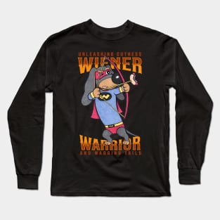 Cute Funny Super Doxie Dachshund Wiener Warrior Long Sleeve T-Shirt